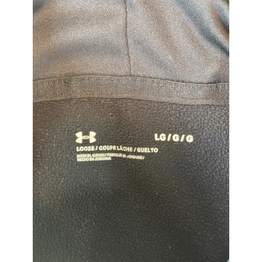 Under Armour Mens Full Zip Hoodie Black Fleece Lined 1357110 Large Loose Fit